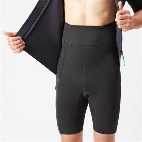 Mens 2 Mm Neoprene Shorty Wetsuit With Diagonal Front Zip Easy Subea