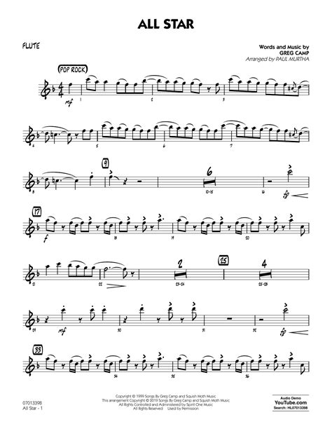 All Star Arr Paul Murtha Flute By Smash Mouth Sheet Music For Jazz