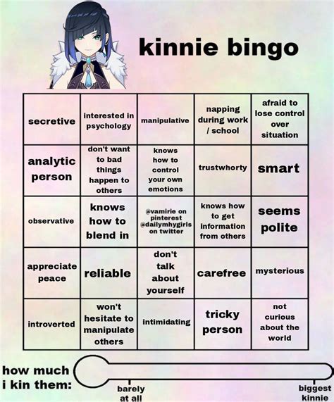 Pin On Genshin Kinnie Bingos