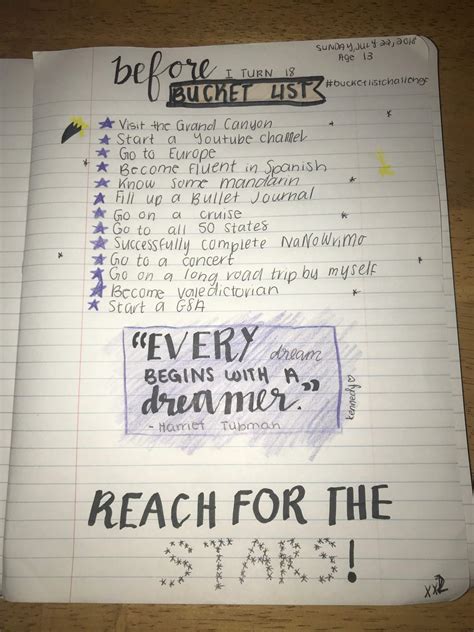 Before I Turn 18 Bucket List 💘 Bullet Journal Amino