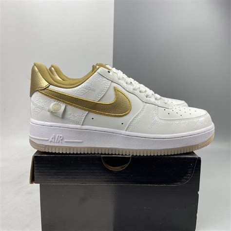 Nike Air Force 1 07 LV8 Worldwide White Metallic Gold For Sale The