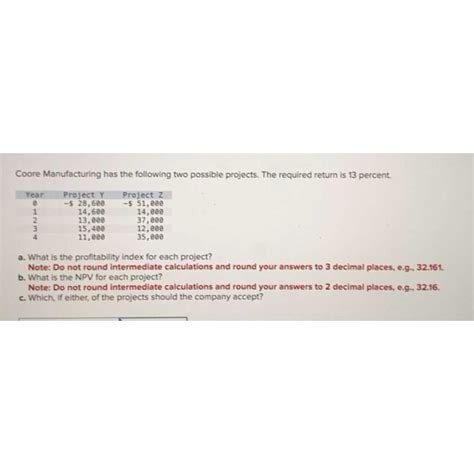 Solved Coore Manufacturing has the following two possible | Chegg.com 