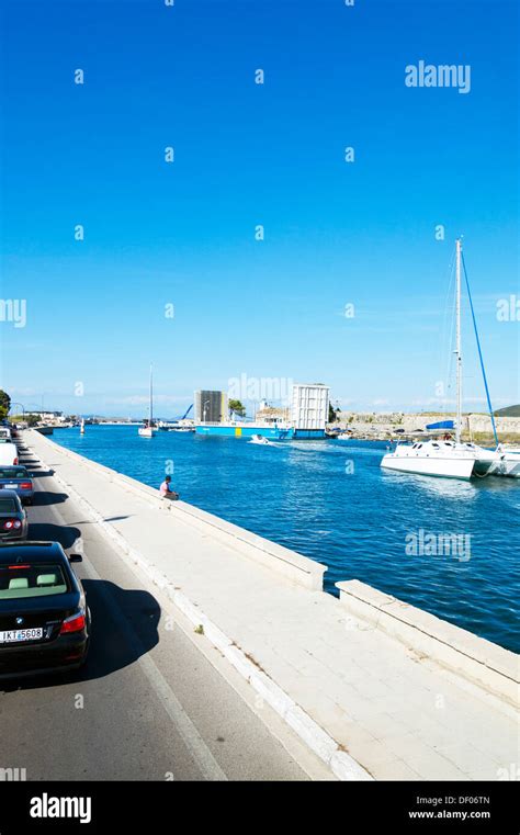 Lefkada Lefkas Floating Bridge Opening Open To Let Boats Through Greek