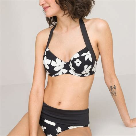 Floral Halterneck Bikini Top Floral Print La Redoute Collections La