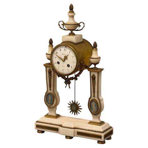 Hubert Sarton Style Louis Xvi Porcelain Bronze Marble Mantle Clock