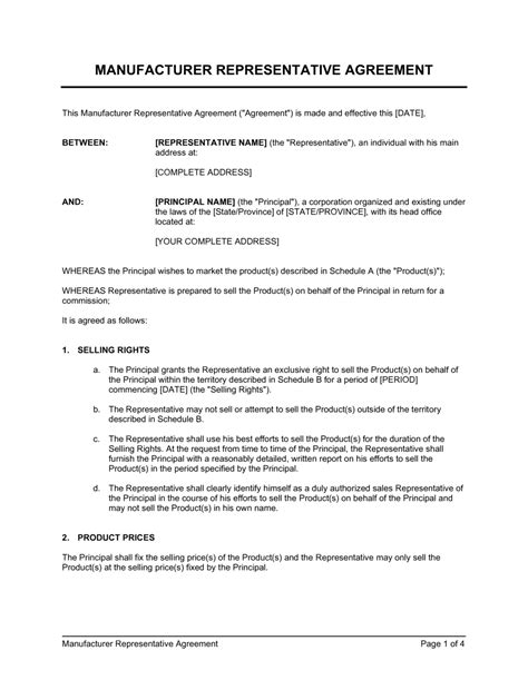 Independent Sales Representative Agreement Template