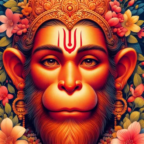 Lord Hanuman Face in Gradient | Premium AI-generated image