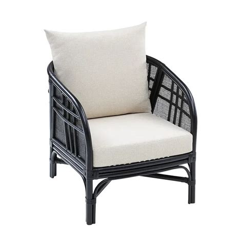 Panama Black Rattan Armchair With Ivory Cushions Pier 1