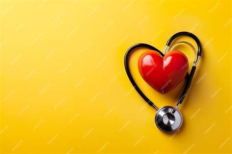 Premium Photo Stethoscope And Red Heart On Yellow Background