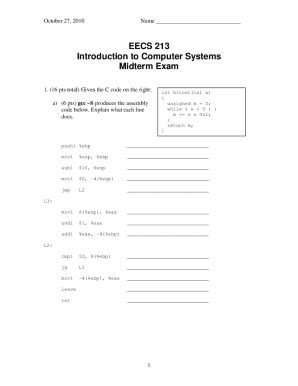 Fillable Online EECS 213 Introduction To Computer Systems Midterm Exam