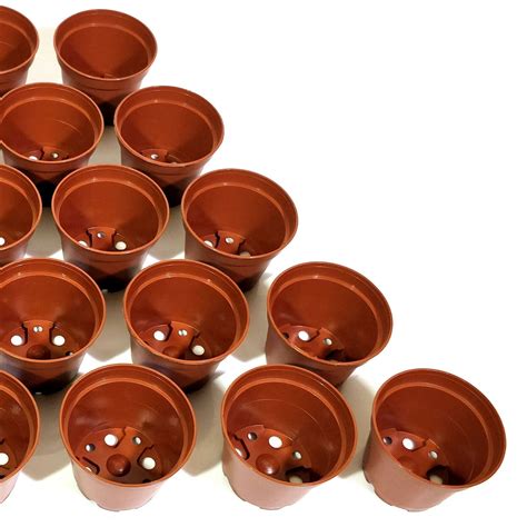 10x 6cm Terracotta Colour Teku Rigid Plastic Plant Pots For Cactus Or