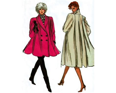 Simplicity 8873 80s Womens Lined Coat Double Breasted Or Open Etsy