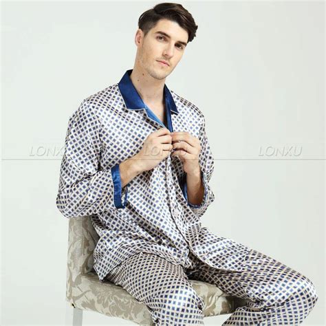 2019 Mens Silk Satin Pajamas Set Pajama Pyjamas Set Sleepwear