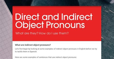 Direct And Indirect Object Pronouns