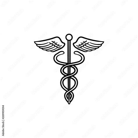 Vecteur Stock Caduceus Medical Symbol Hand Drawn Outline Doodle Icon