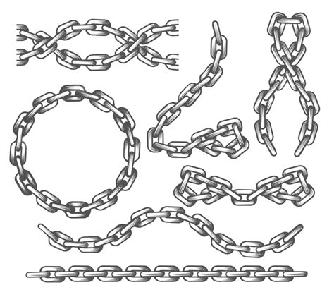 Anchor Chain Vector Hd Images Set Of Iron Anchor Chains Drawn In