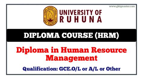 Diploma In Human Resource Management Hrm University Of Ruhuna Master