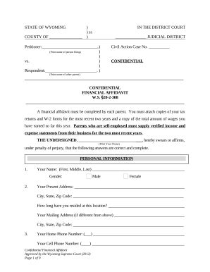 Wyoming Affidavit Doc Template Pdffiller