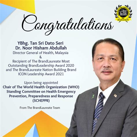 Congratulations To YBhg Tan Sri Dato Seri Dr Noor Hisham Abdullah