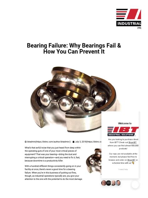 Bearing Failure - Why Bearings Fail & How You Can Prevent It - IBT Industrial Solutions | PDF ...