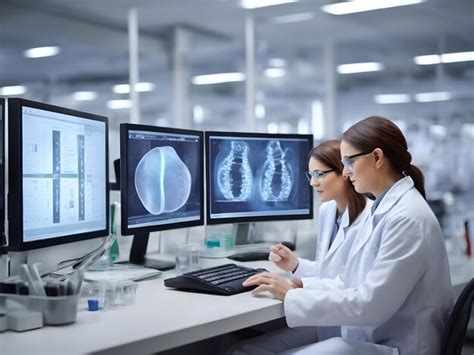 Premium AI Image Modern Medical Research Laboratory Two Scientists