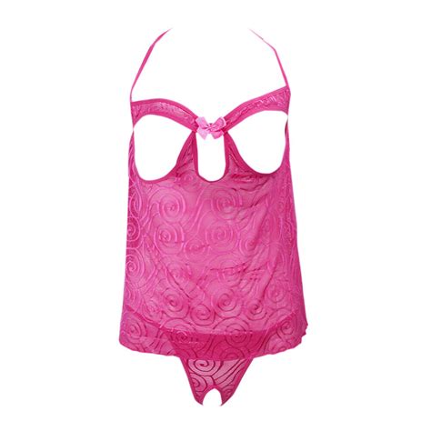 Women Open Cup Lingerie Babydoll Bodysuit Underwear Crotchless Sleepwear Dress Ebay
