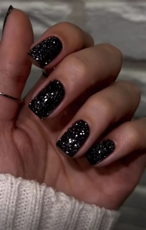 Silver Sparkly Nails Glitter Toe Nails Black Nails With Glitter