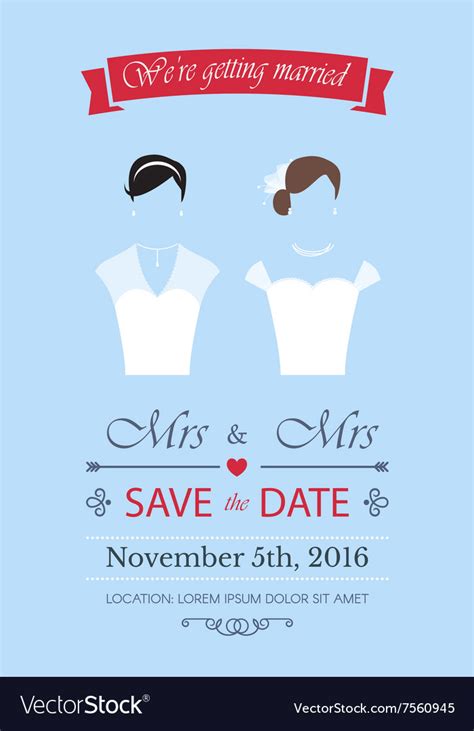 Gay Wedding Invitation Royalty Free Vector Image
