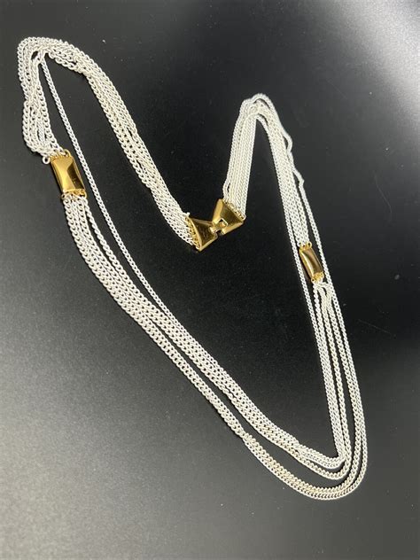 S Monet Multi Strand White Enamel Chain Neckl Gem