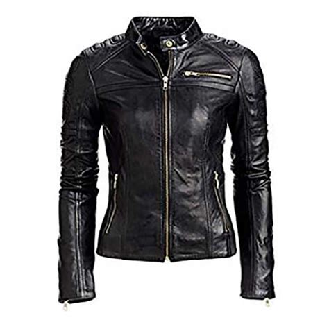 WOMEN BIKER CAFE RACER LEATHER JACKET Jacket World