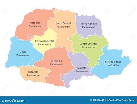 Parana State regions map stock illustration. Illustration of overview ...