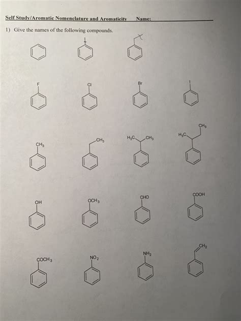 Solved Self Study Aromatic Nomenclature And Aromaticity Chegg