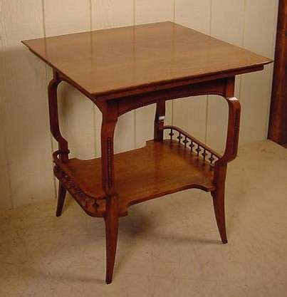 Square Oak Lamp Table W Gallery On Lower Shelf Stock Doug