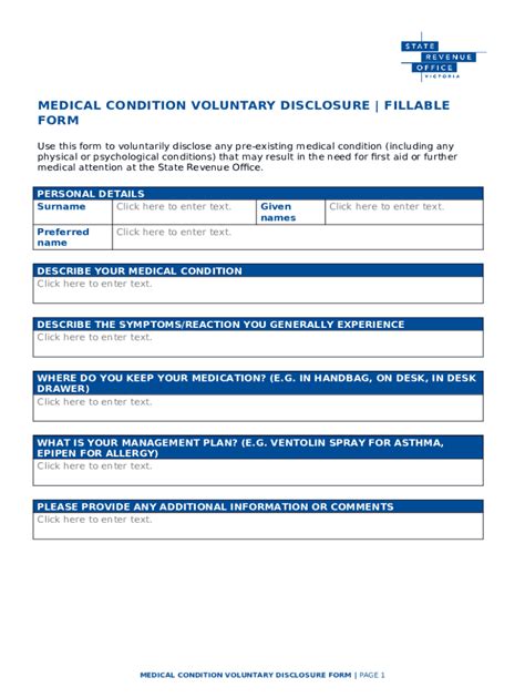 Medical Condition Voluntary Disclosure Doc Template Pdffiller