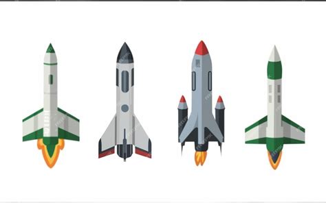 Premium AI Image | Flat cruise missile collection Set of combat weapons ...