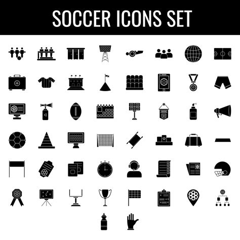 Flat Style Soccer Glyph Icon Set Vector Art At Vecteezy