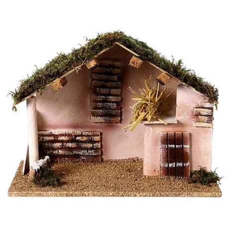 Capanna Natività muschio 30x35x20 cm presepe 12 cm vendita online su