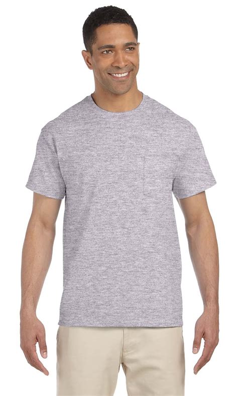 Gildan The Gildan Adult Ultra Cotton 6 Oz Pocket T Shirt Sport Grey