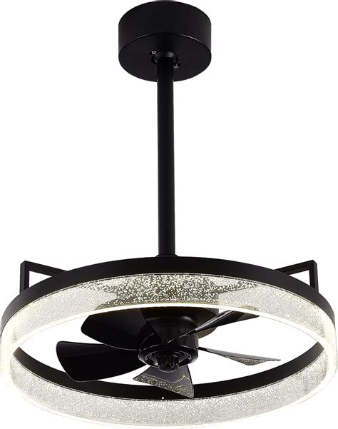 20 Led Black Ceiling Fan With Lights And Remote Control 6 Speed Quiet