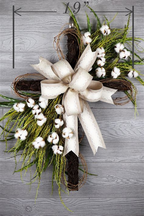 YEAR ROUND Door Wreaths Cross Wreath Cotton Wreath Everyday Etsy In