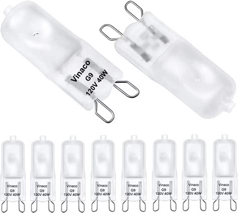 Vinaco 10pcs G9 40w Frosted 120v Halogen Bulb Dimmable Long Lifespan G9 T4 Base With 2800k Warm