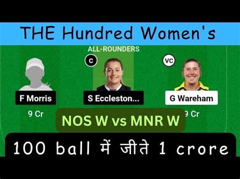 NOS W Vs MNR W Dream11 Prediction NOS W Vs MNR W Dream11 Team I Pitch