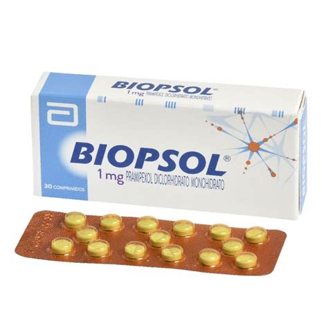 Biopsol 1mg Pramipexol Diclorhidrato Monohidrato 30 Comprimidos