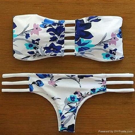 New Fashion Women Sexy Print Striped Push Up Bikini Set Brazilian Retro