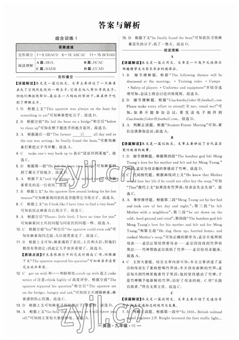 2023年学霸组合训练九年级英语答案——青夏教育精英家教网——