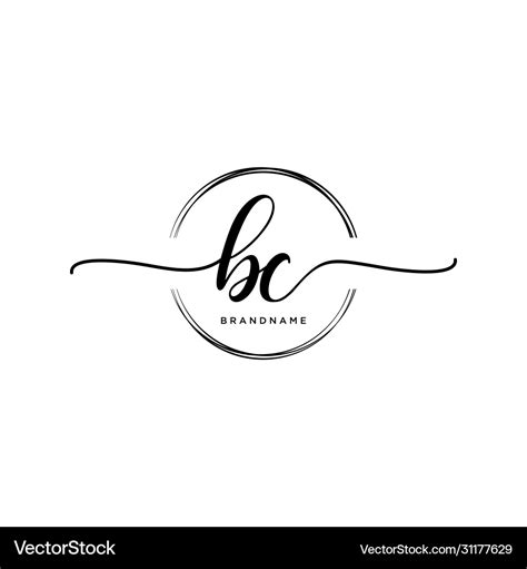 Bc Initial Handwriting Logo With Circle Template Vector Image