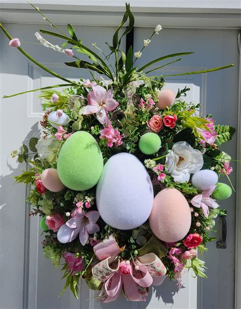easter wreath flocked bunny easter wreath easter decorations spring