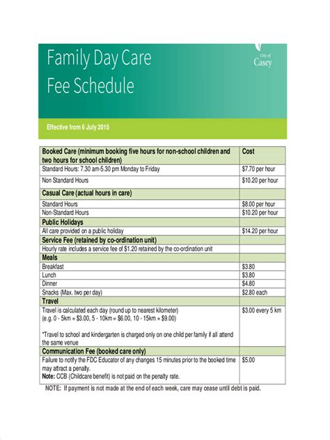 Home Daycare Schedule Template