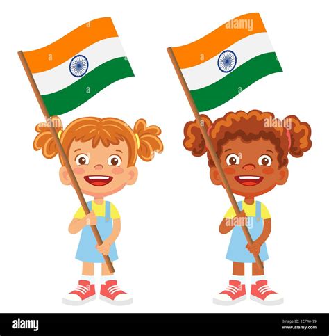 India flag in hand. Children holding flag. National flag of India Stock ...