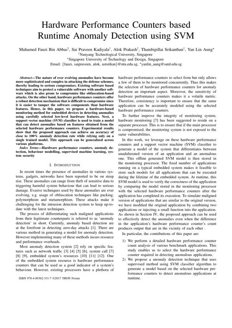 Pdf Hardware Performance Counters Based Runtime Anomaly Detection